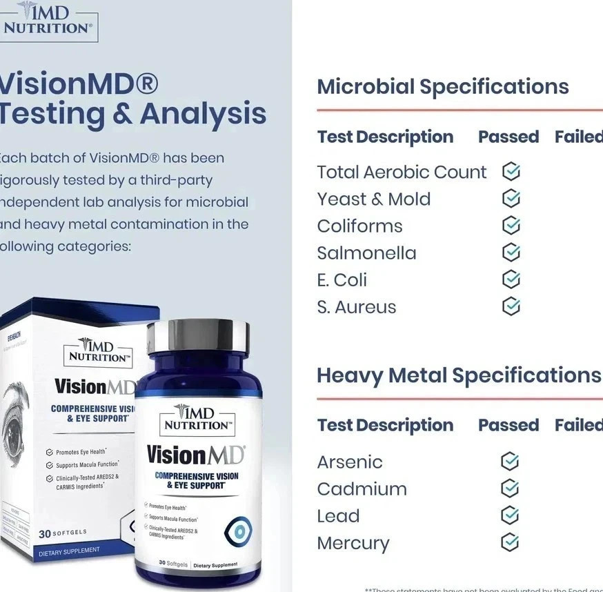 2 pack MD Nutrition Vision MD Eye Vitamin CARMIS – Eye Supplement 30 Softgels.