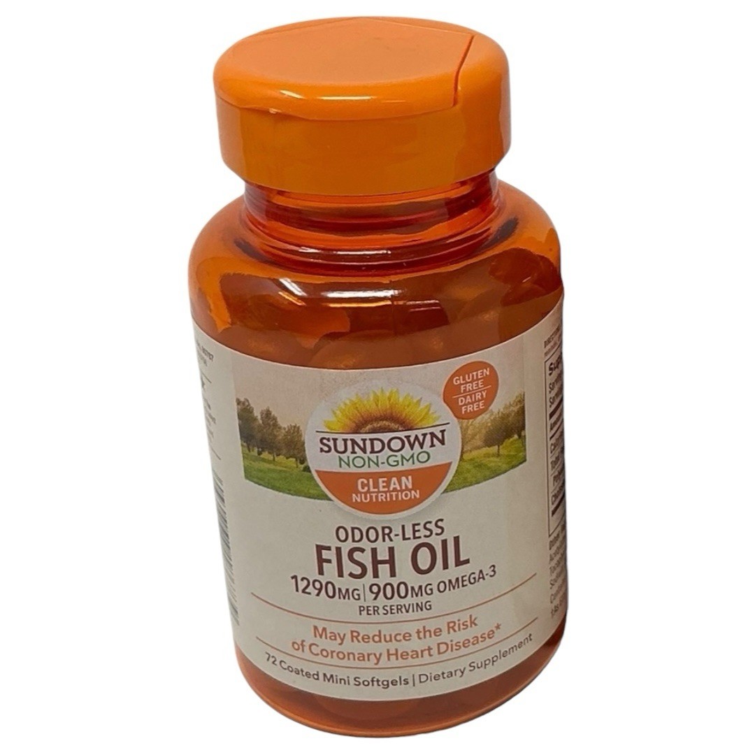 Sundown Odorless Fish Oil, 1290mg, Omega 3 Dietary Supplement, Supports Heart