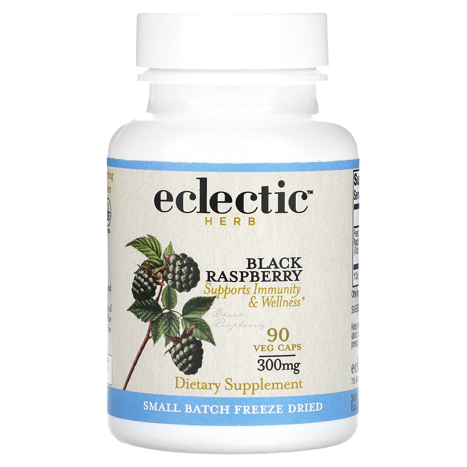 Eclectic Institute Black Raspberry 300 mg 90 Veggie Caps Dairy-Free, Grain-Free,