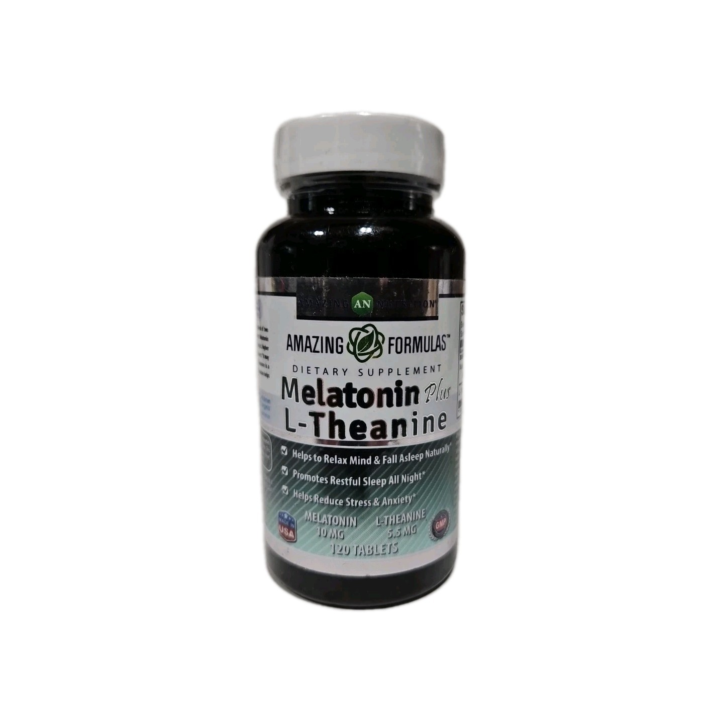 Amazing Formulas 10MG Melatonin Plus L-Theanine, 120 Tablets Sealed Exp 03/2027