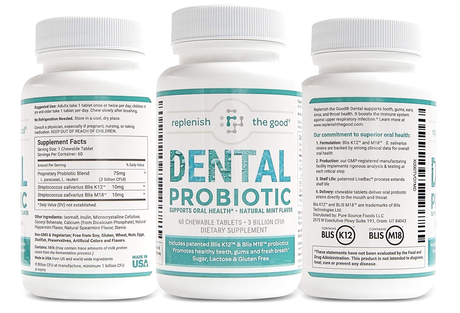 Dental Oral Probiotic, 60 Chewable Tablets – Supplements w/BLIS K12 & M18 – B…