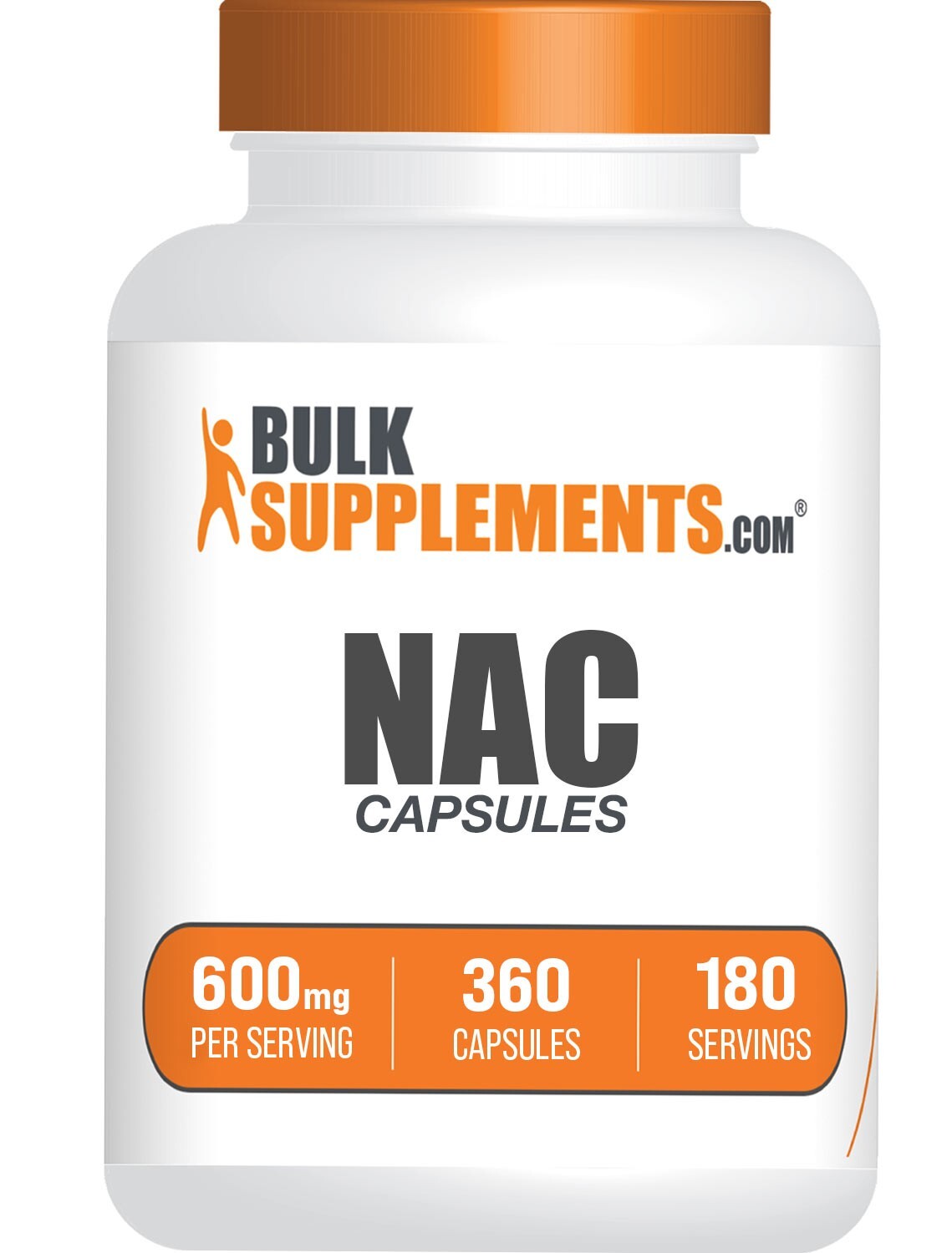 BulkSupplements N-Acetyl L-Cysteine (NAC) Capsules 360ct – 600mg Per Serving