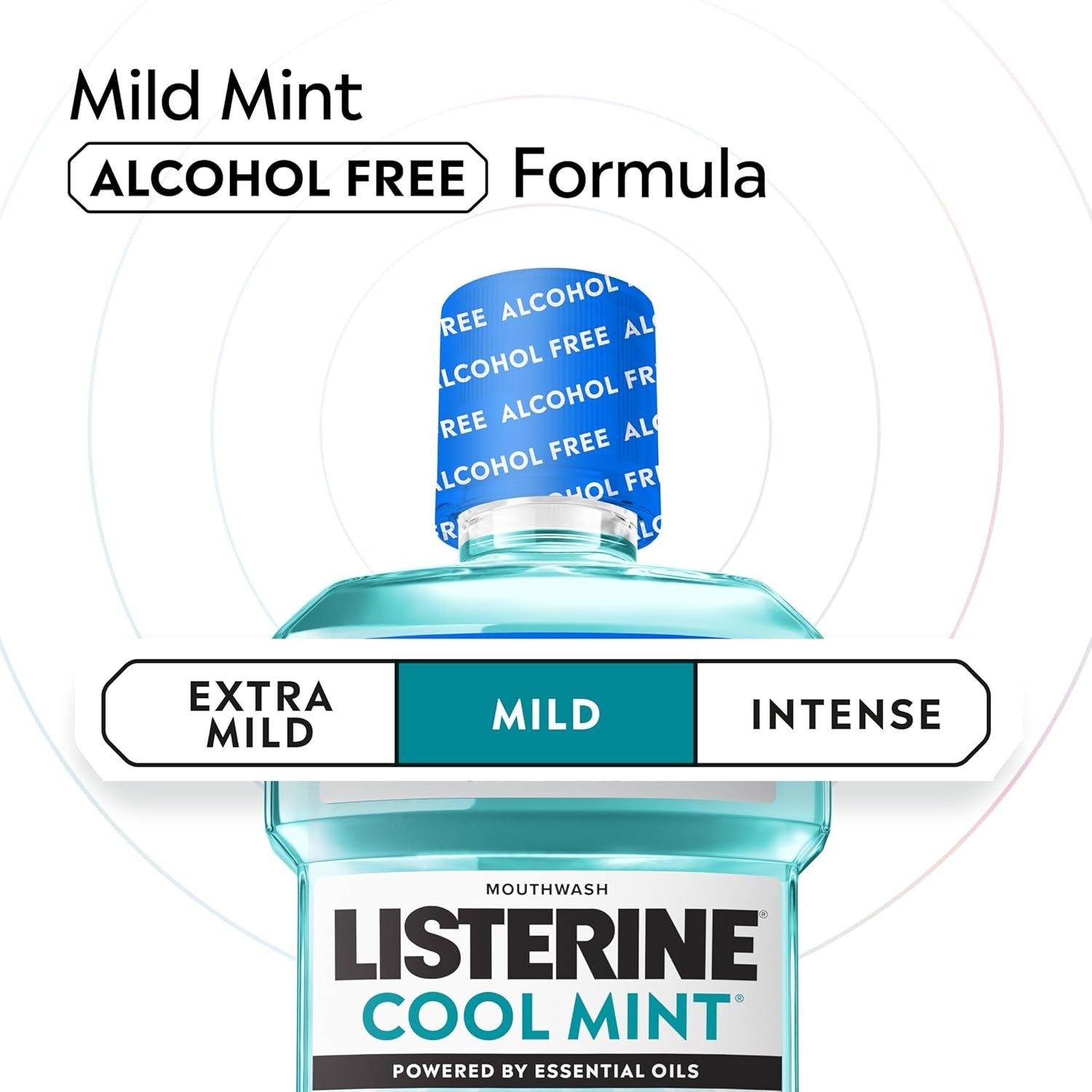 Listerine Cool Mint Alcohol-Free Mild Mouthwash, 16.9 Ounce (Pack of 6), Blue