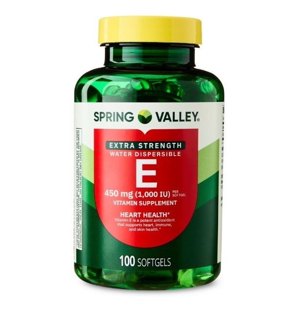 Spring Valley Extra Strength Water Dispersible Vitamin E Softgels 450 mg 100 Ct.
