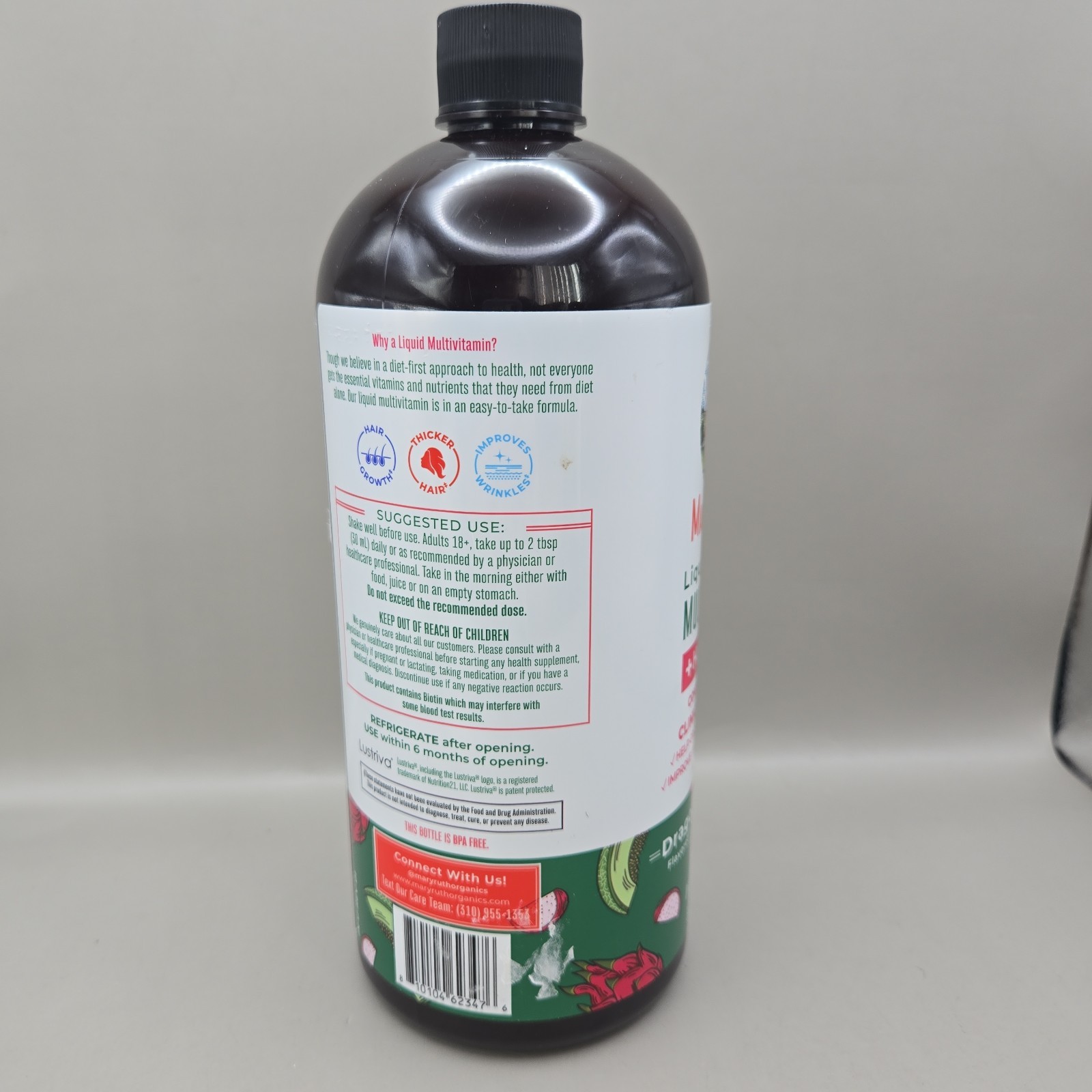 NEW Mary Ruth’s Liquid Morning Multivitamin +Hair Growth Dragon Fruit 30 Oz.