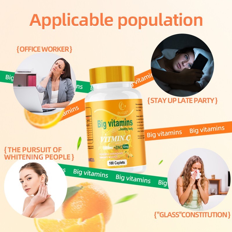 Duozi Vitamin C 1000mg + Zinc 50mg Tablets Supplement Immunity Booster 100-Count