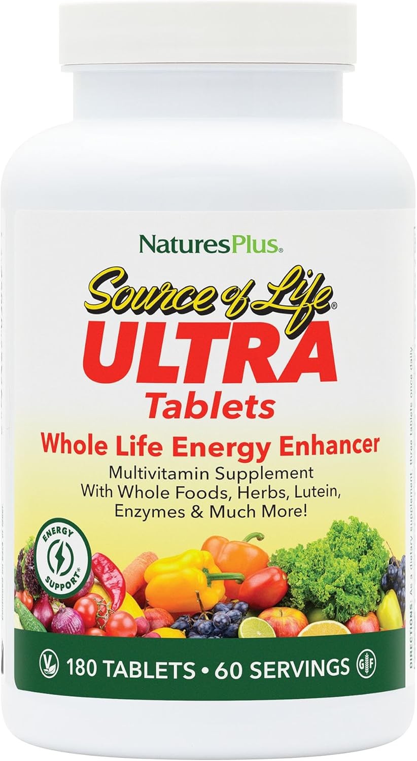 NaturesPlus Source of Life ULTRA Multivitamin 180 Tablets Whole Food Lutein Enzy
