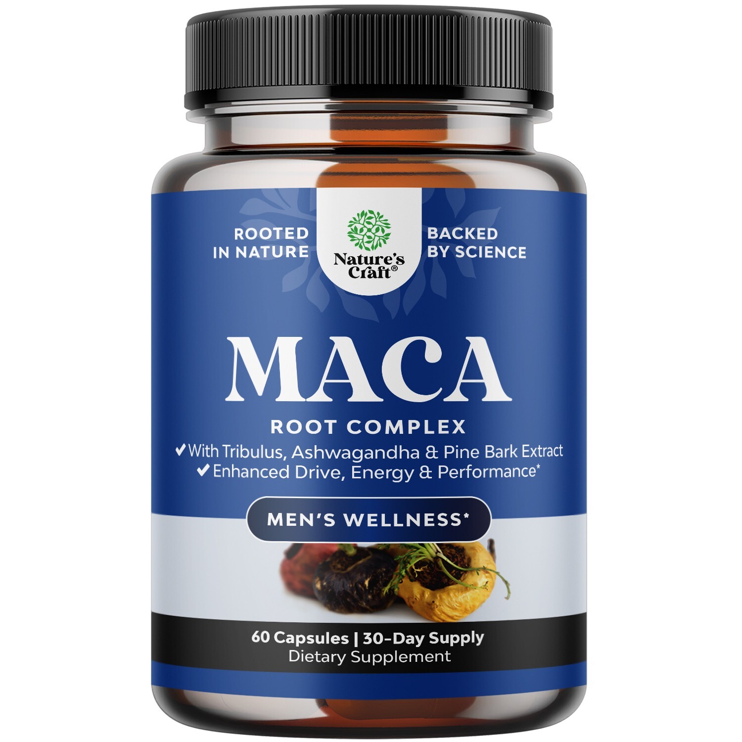 Black Maca Root Capsules for Men – Herbal Testosterone Supplement