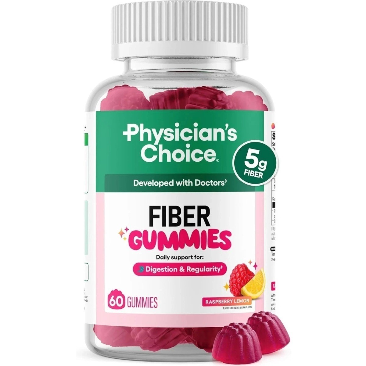 Physician’s Choice Sugar Free Prebiotic Fiber Gummies Gut Regularity Vegan 60ct