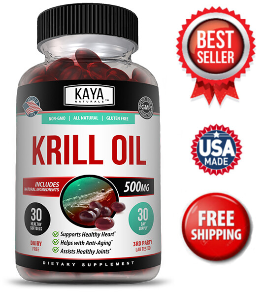 Krill Oil 500 mg With Omega-3, EPA, DHA, and Astaxanthin Supplement