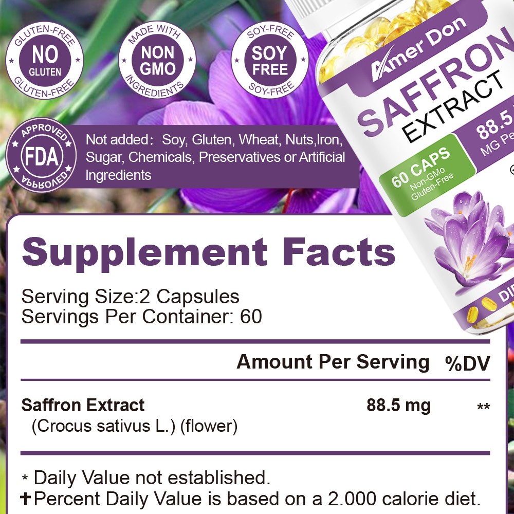Saffron Extract 120 Capsules – 88.5mg Stress Relief & Mood Support Antioxidant