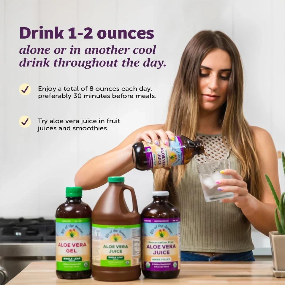 Lily of Desert Aloe Vera Juice Whole Leaf (Filtered) 128 fl.oz Each (Pack of 3)