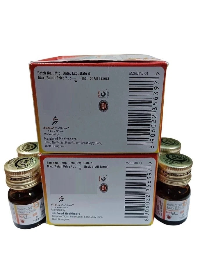 SEA D3 Nano Shots/Vitamin D3 60000 I.U Suga Free Oral Solution 8 Shots