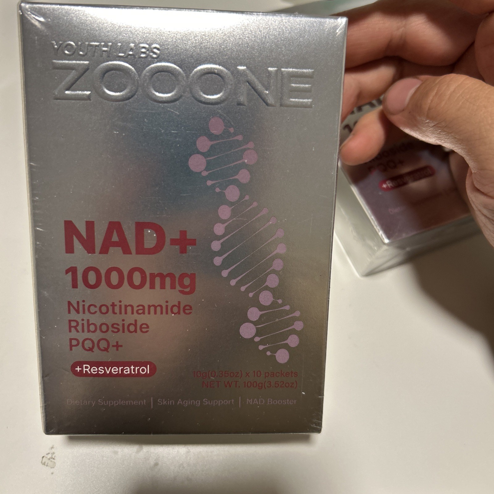 3x Zooone NAD+ Resveratrol CoQ10 D-Ribose PQQ 1000mg 10 pk per box exp 2028