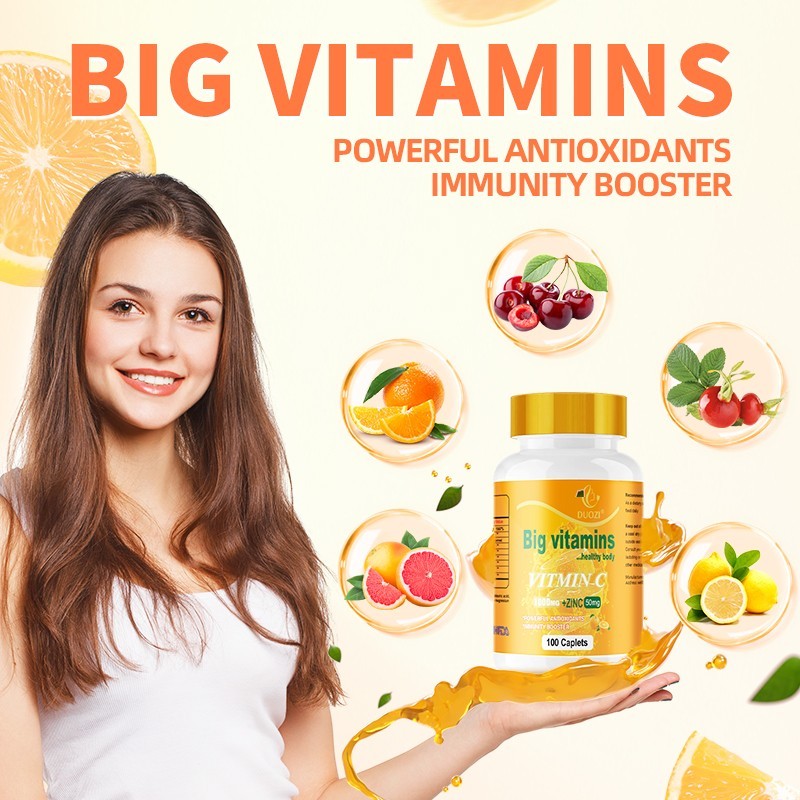 Duozi Vitamin C 1000mg + Zinc 50mg Tablets Supplement Immunity Booster 100-Count