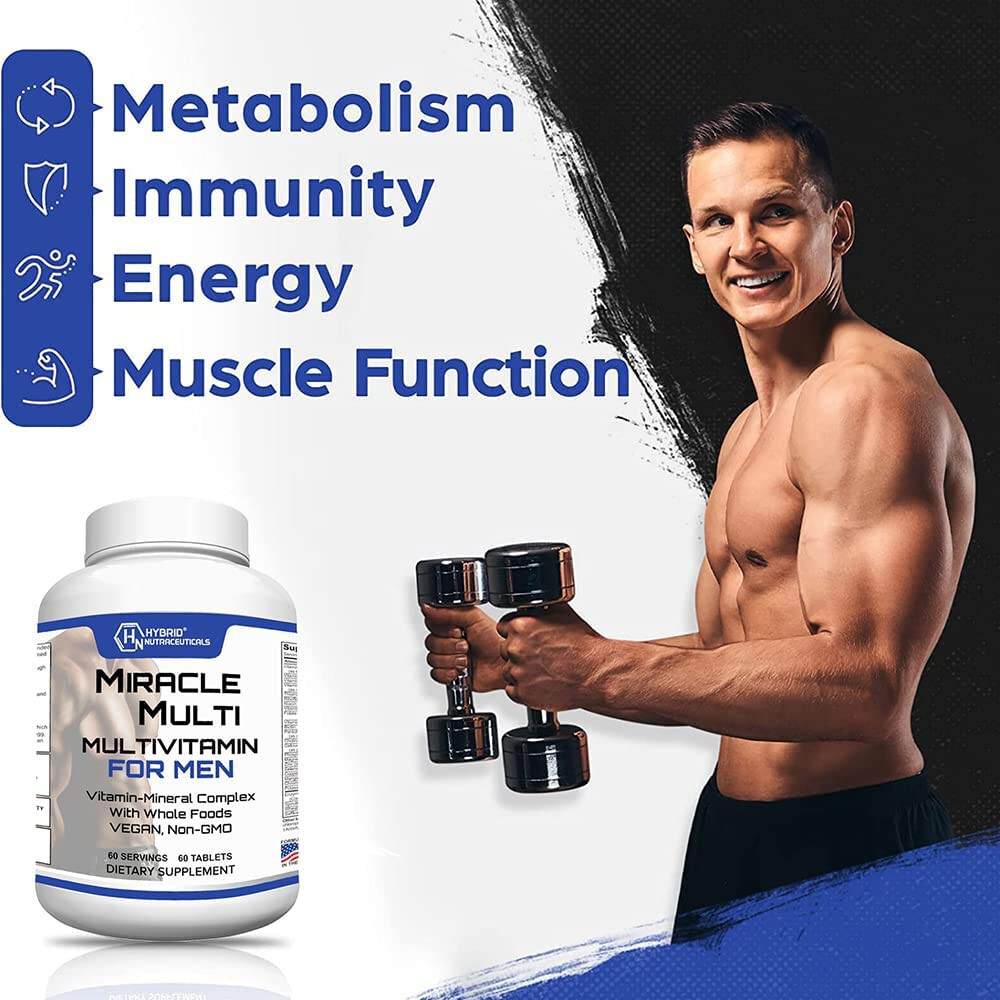Multivitamin for Men, Daily Mens MultiVitamins with Probiotics Non-GMO, 2 Pack