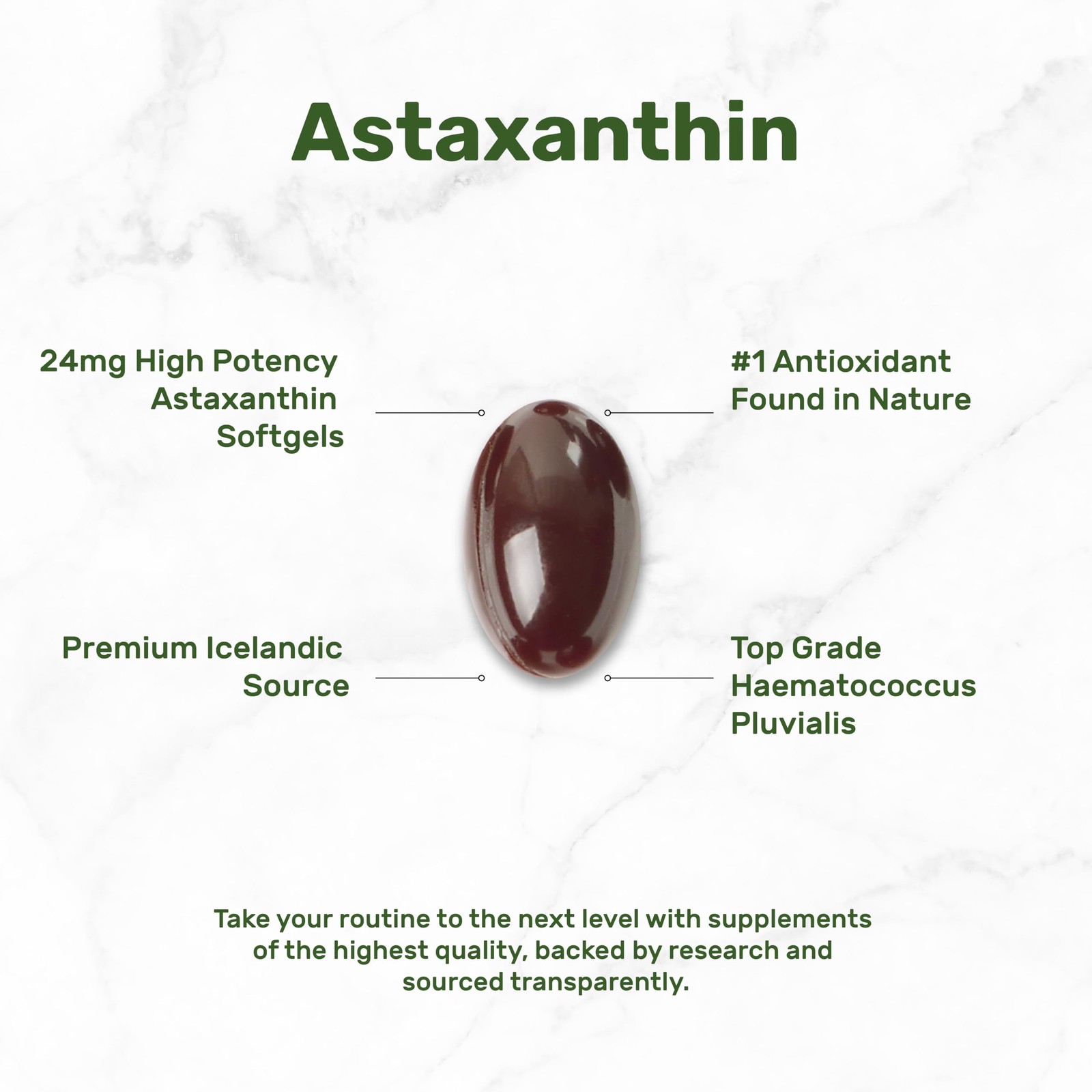 Astaxanthin 24mg, Skin Eye Joint & Immune Support – Double Strength 120 Softgels