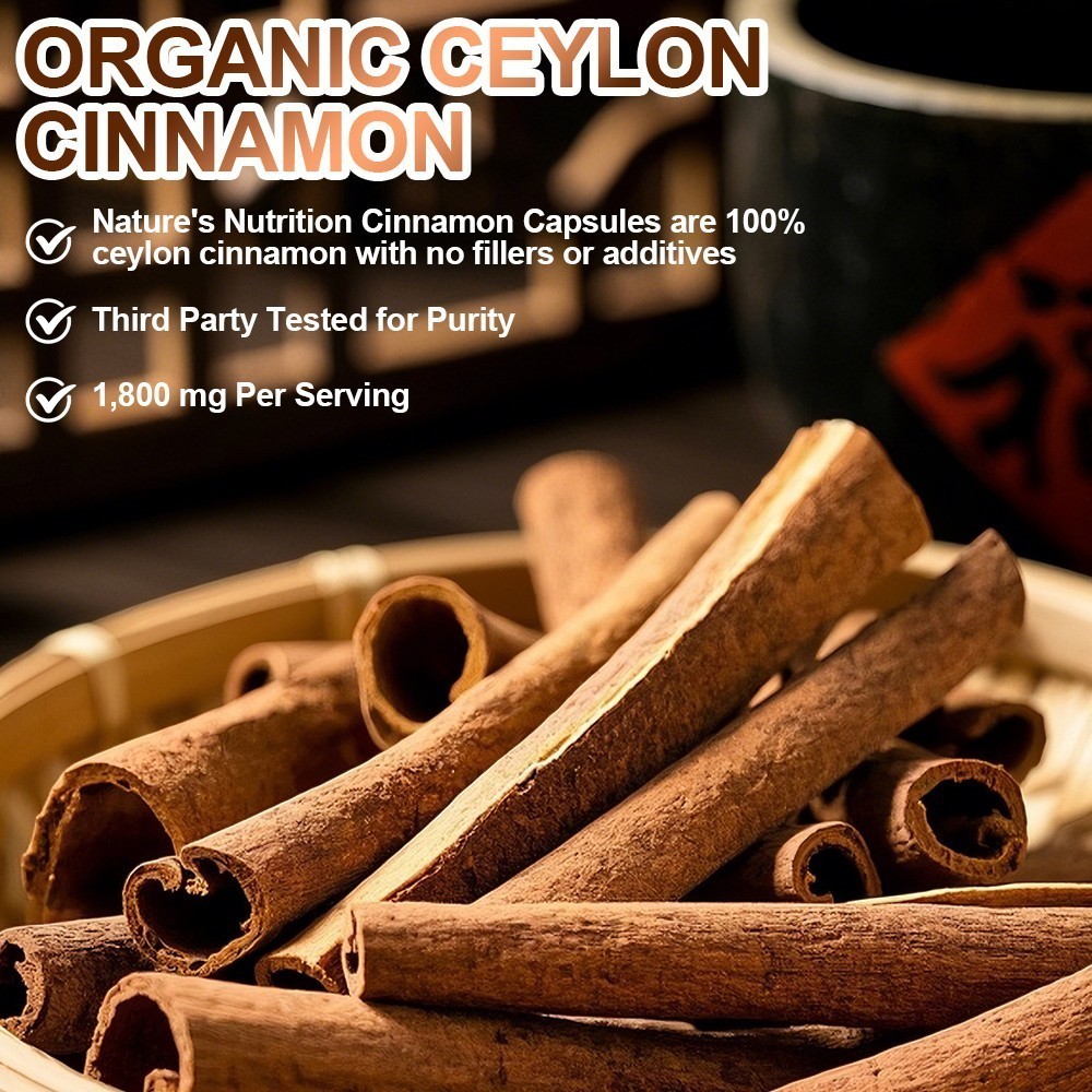 Organic Ceylon Cinnamon Softgels 1800mg High Potency Blood Sugar Support