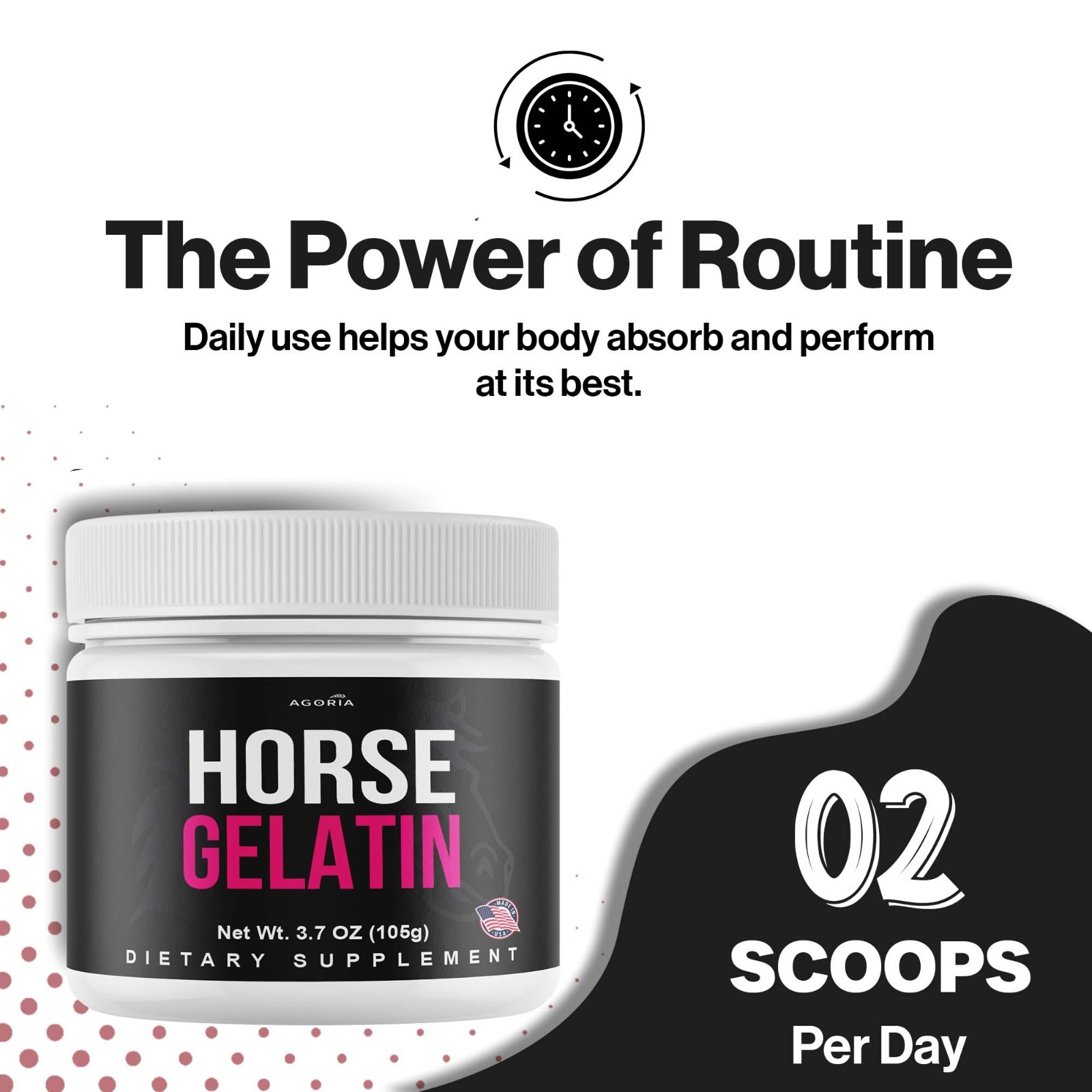(1 Pack) Horse Gelatin Performance Powder, Horse Gelatin Men’s Health Powder