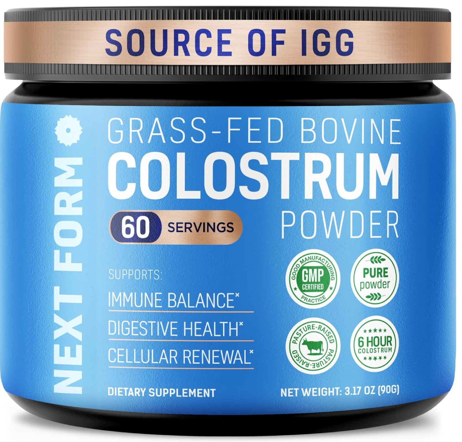 Bovine Colostrum Powder 25% IgG Grass Fed Immune Support Unflavored 3.17oz 90g