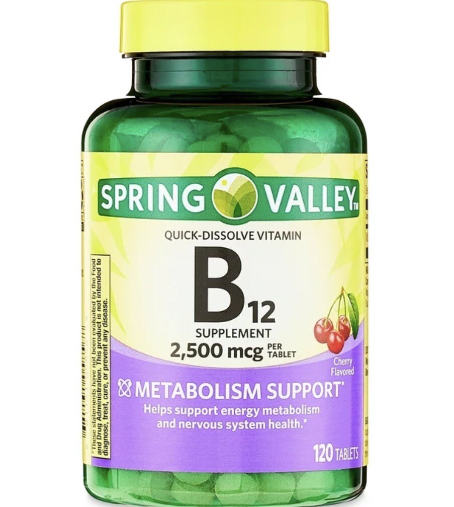 Spring Valley Vitamin B12 Quick Dissolve Tablets Supplement 2500 Mcg Cherry 120*