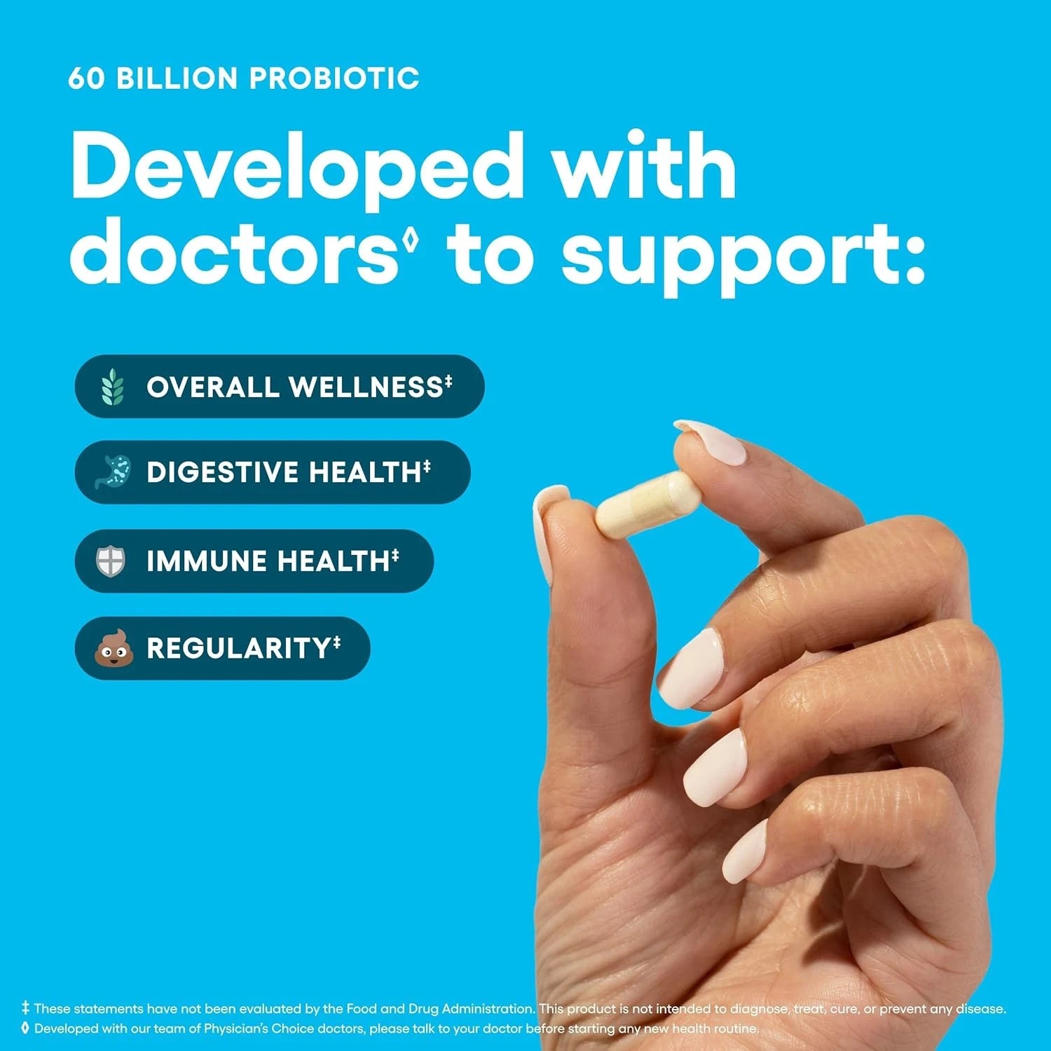 2 BOTTLES- Physician’s Choice 60 Billion Probiotic Dietary Supplement-30Capsules