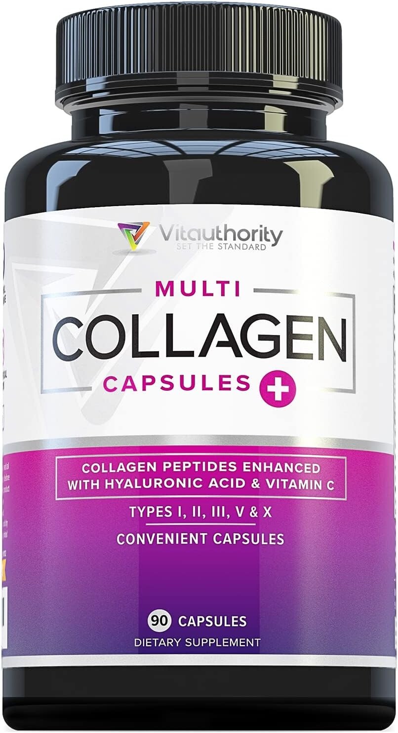 Pastillas multi colágeno con ácido hialurónico y vitamina C, 90 cápsulas