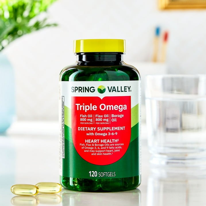 2 Pack Spring Valley Triple Omega Softgels Heart Joint & Skin Health, 120 Count