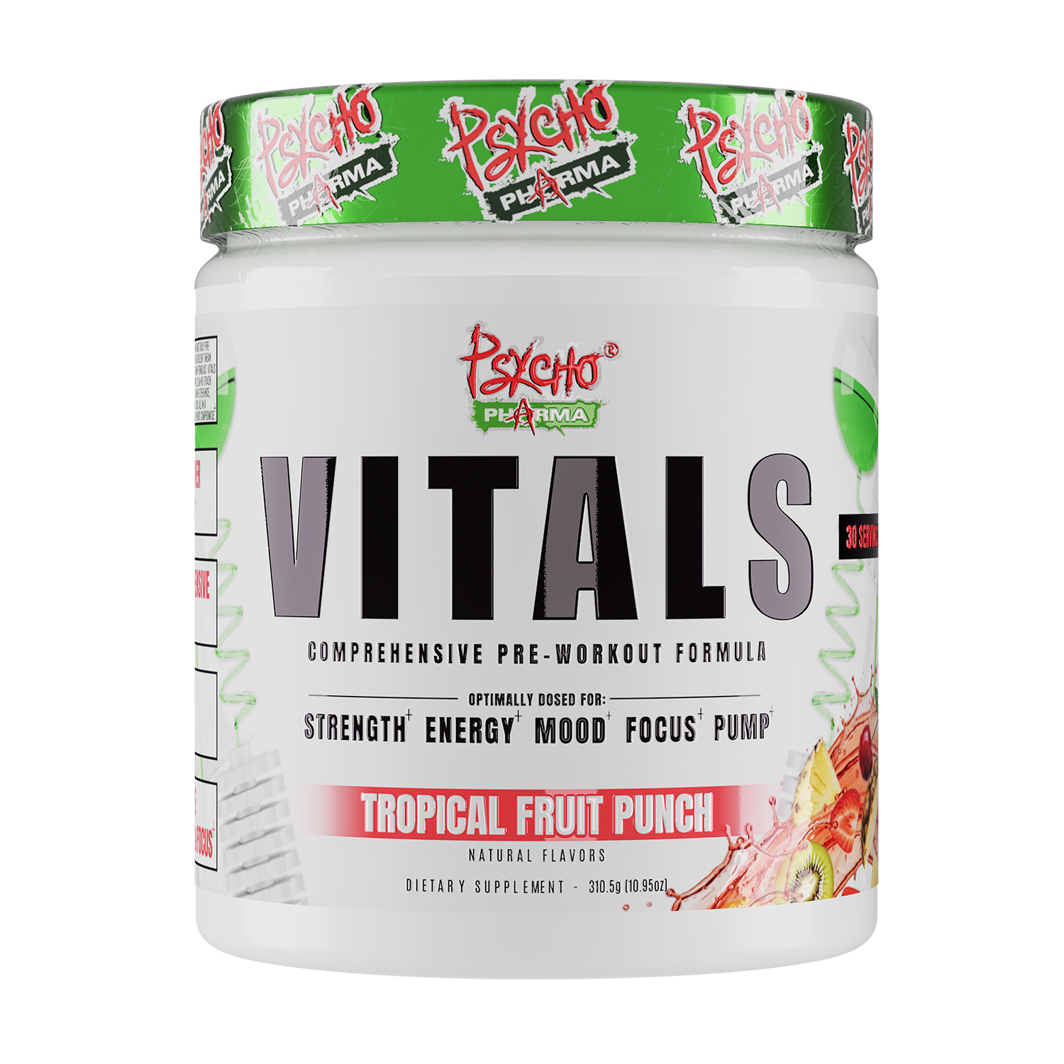Psycho Pharma Vitals Pre-Workout – Sour Candy Strips & Tropical Fruit Punch