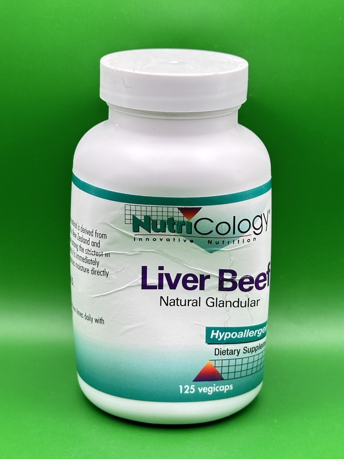 Nutricology Liver Beef Natural Glandular Hypoallergenic 125 Vegicaps EXP 04/26