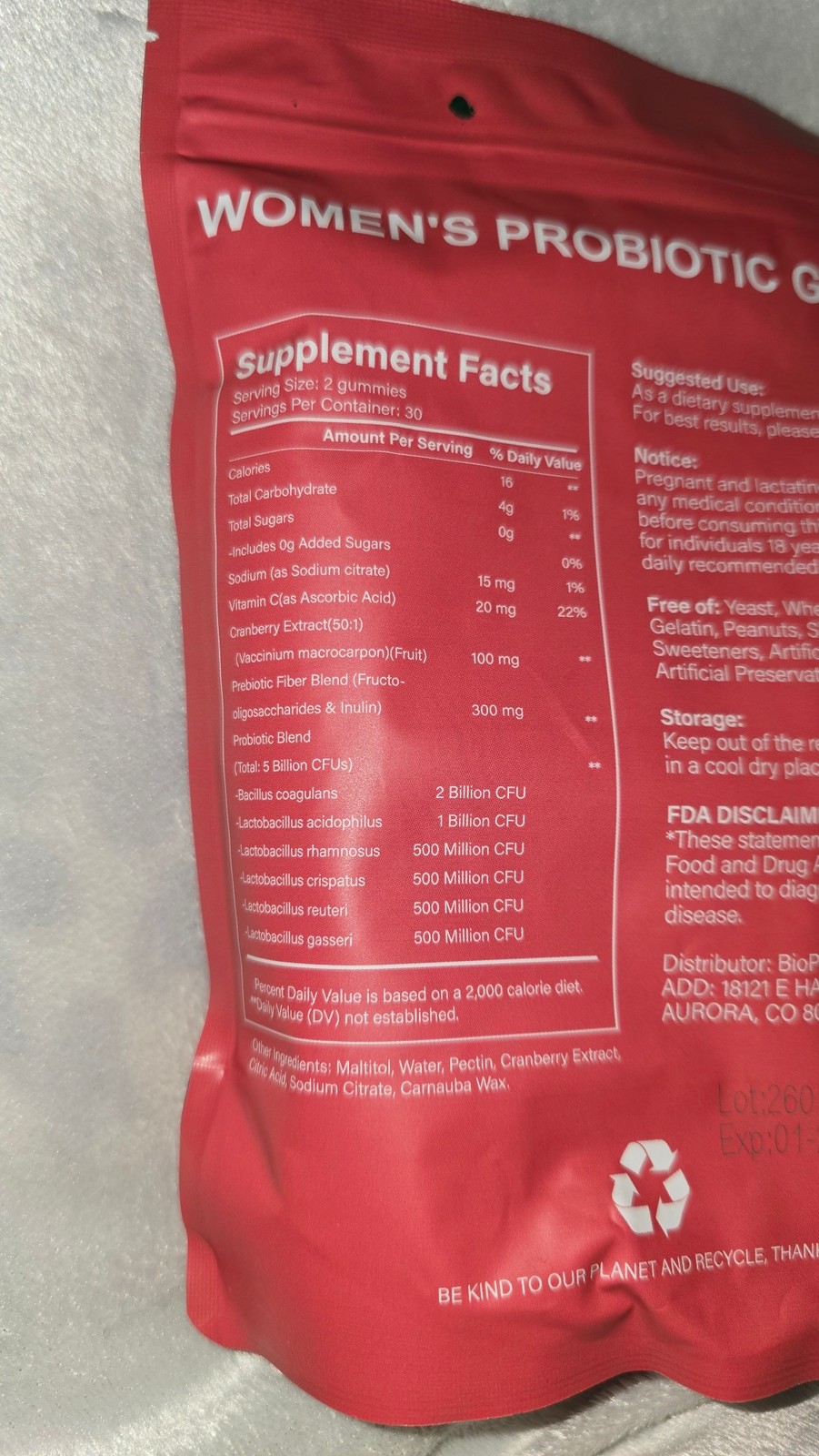 2 Pack Revala Womens Probiotic Gummies Cranberry 60 Ct Ea Exp 01/28