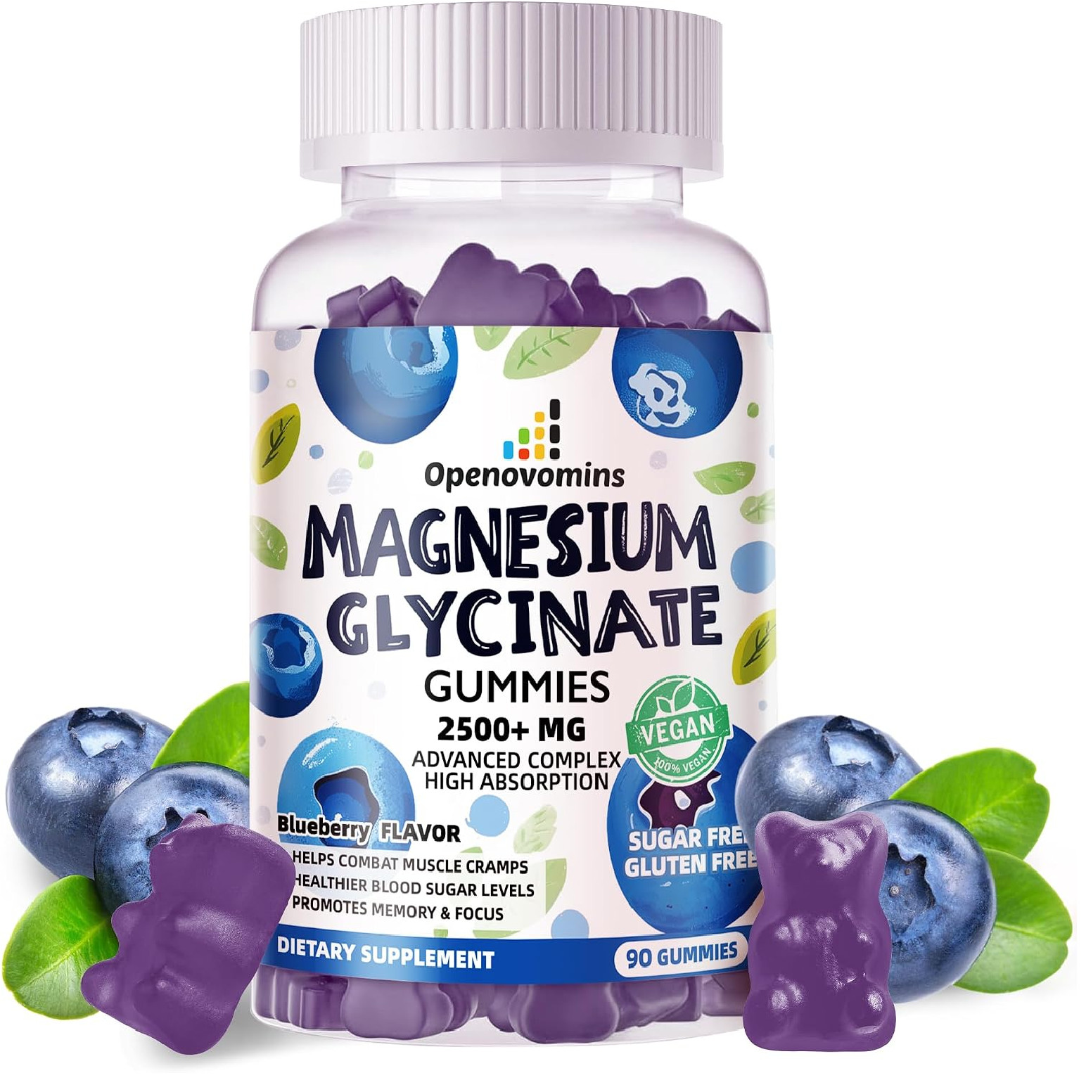 Magnesium Glycinate Gummies 2500mg – Sugar Free Magnesium Potassium Supplement w