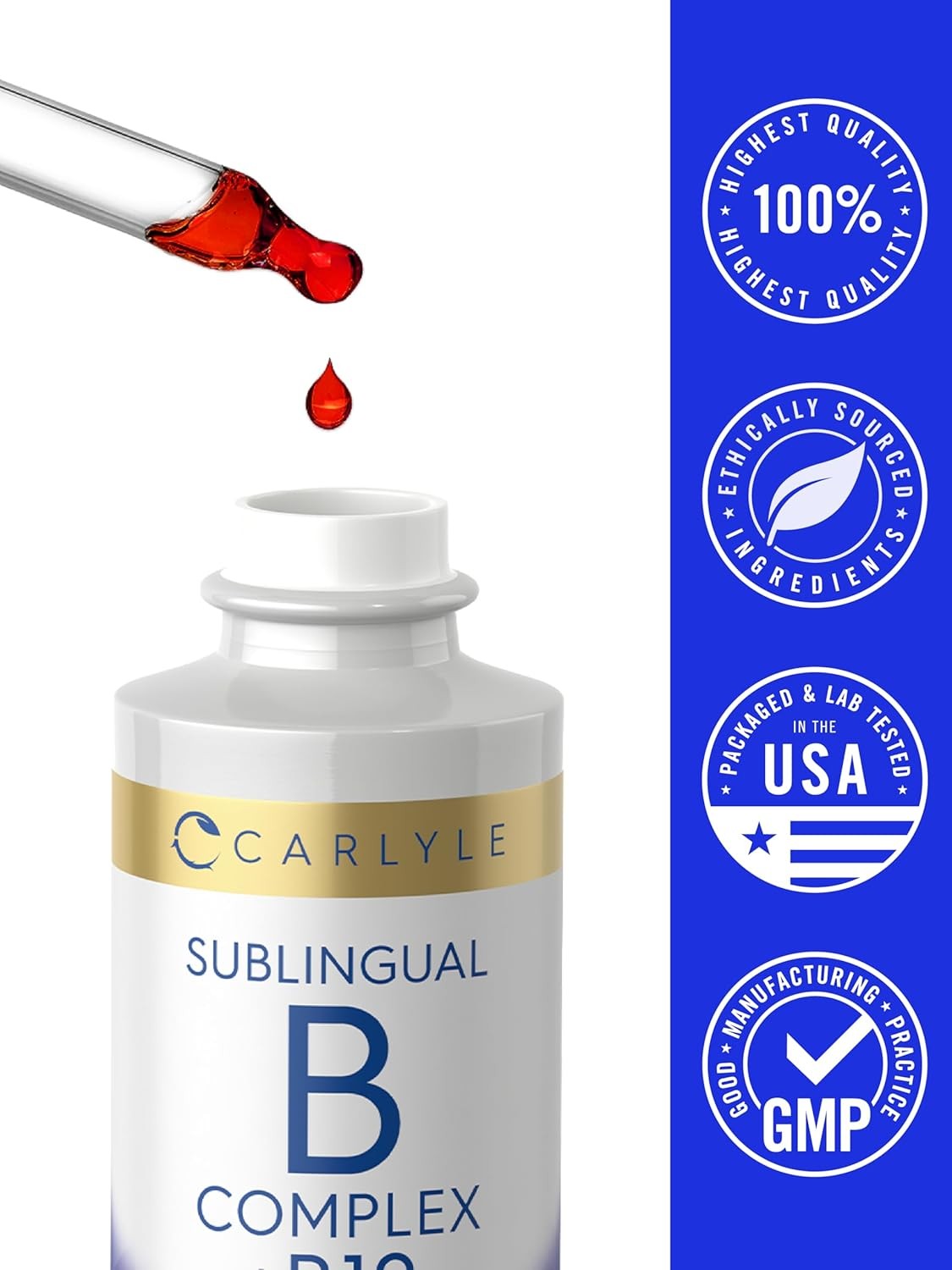 Vitamin B Complex Liquid | 2 fl oz | with B12 | Berry Flavor | by Carlyle