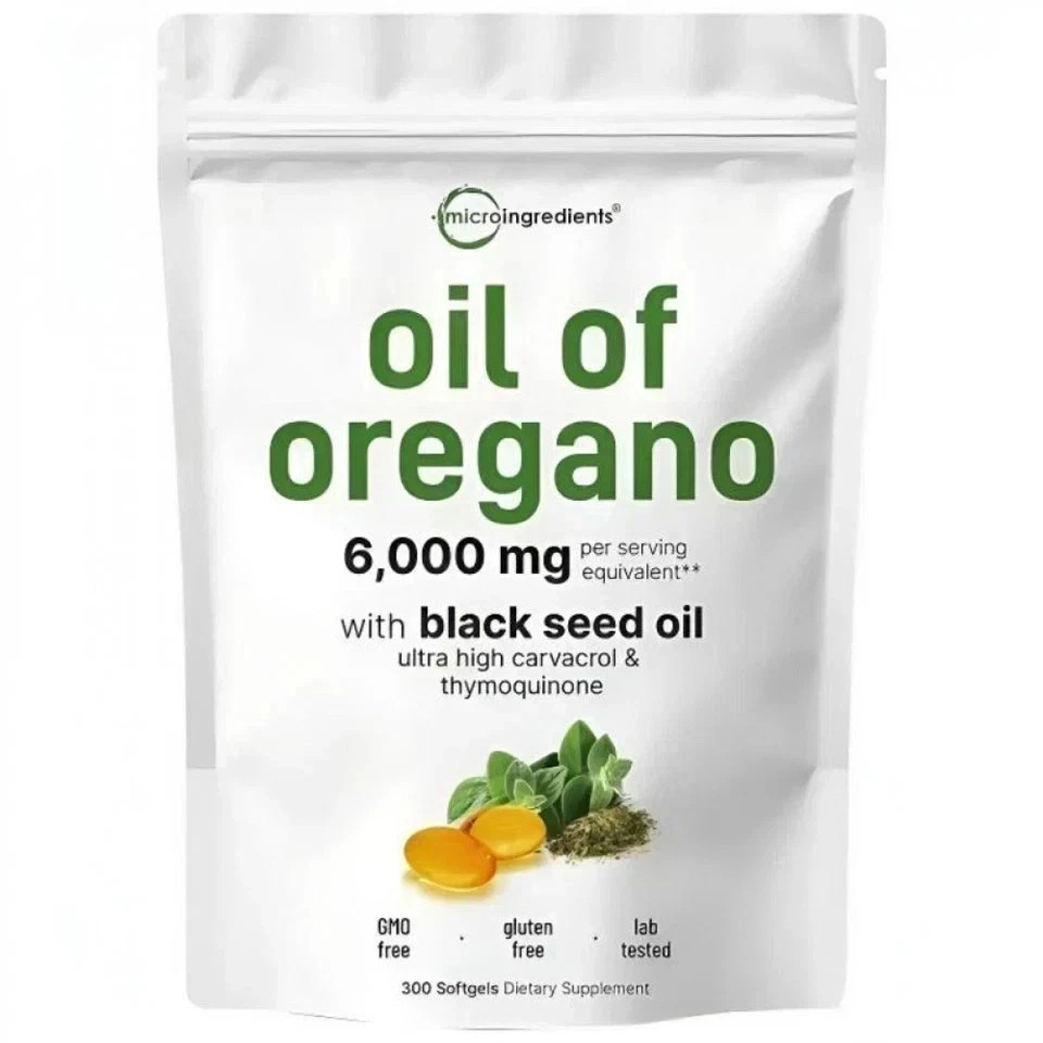 2 in 1 Oil of Oregano & Black Seed Softgels Count with Carvacrol,Immune Support