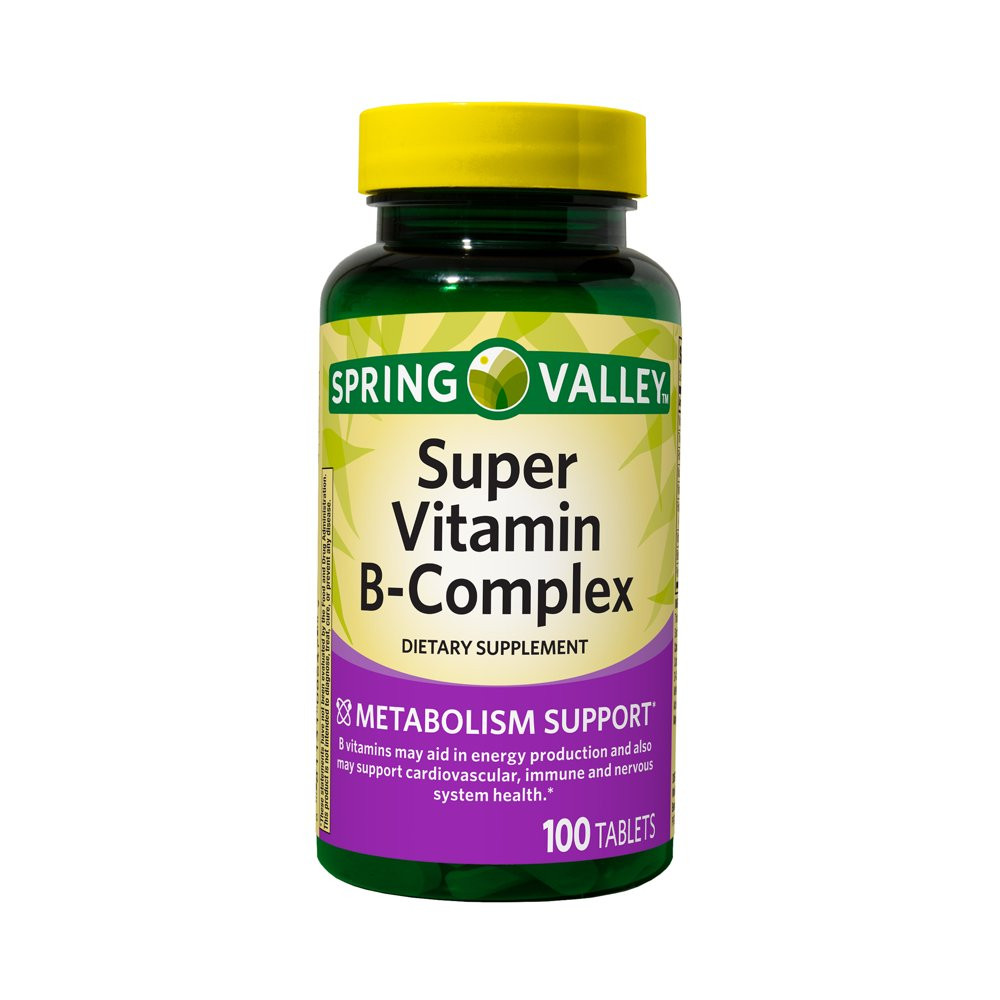 Spring Valley Super B Complex w/Vitamin C & Biotin 100-Count SAME-DAY SHIP