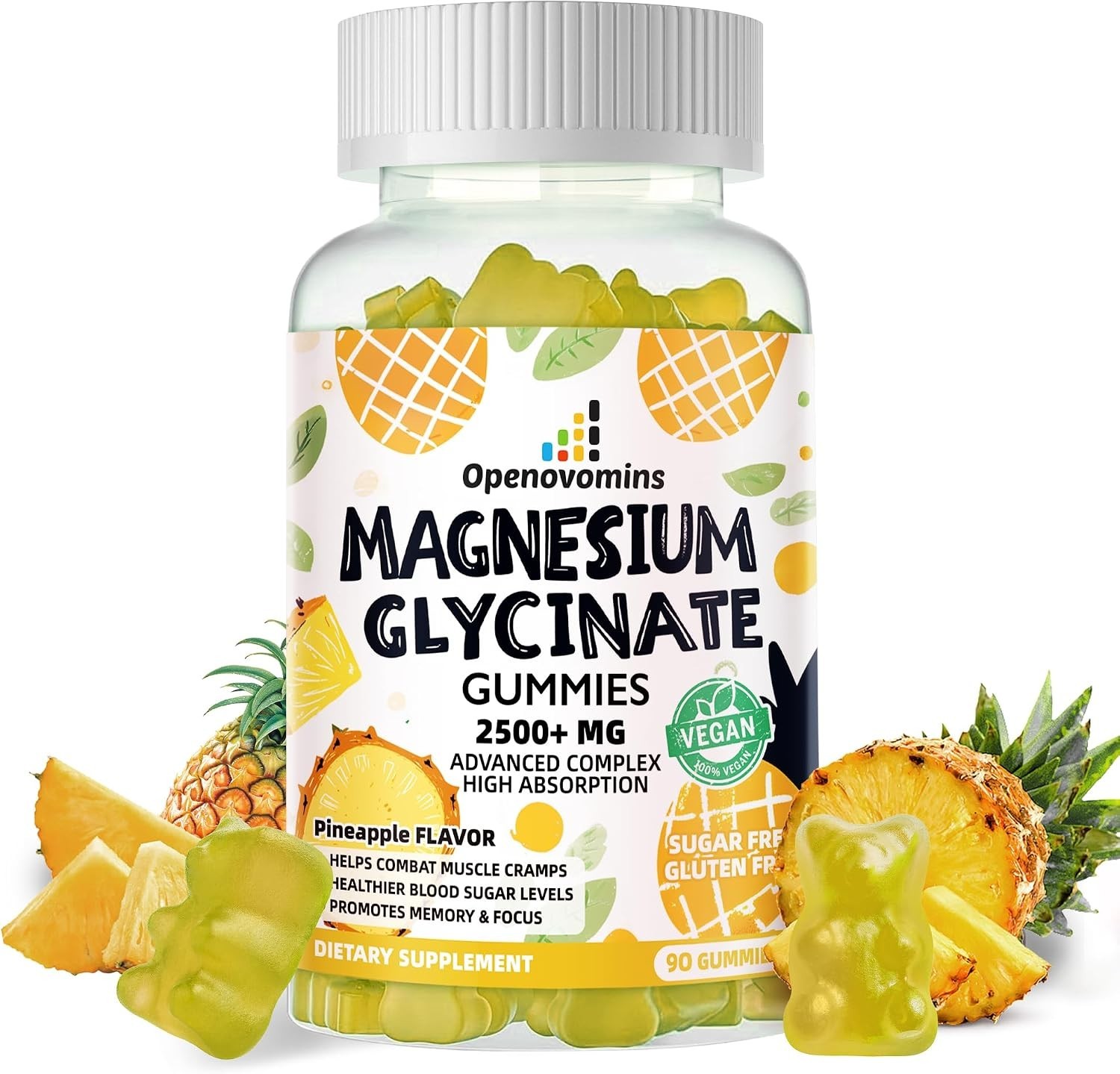Magnesium Glycinate Gummies 2500mg – Sugar Free Magnesium Potassium Supplement