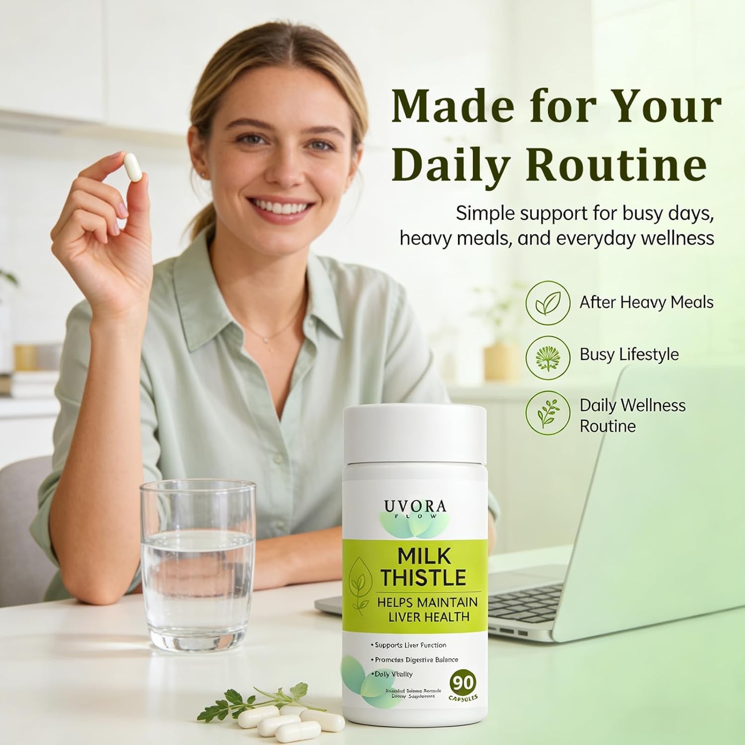 Uvora Milk Thistle Detox, Premium Herbal Supplement With Milk Thistle Extrac.