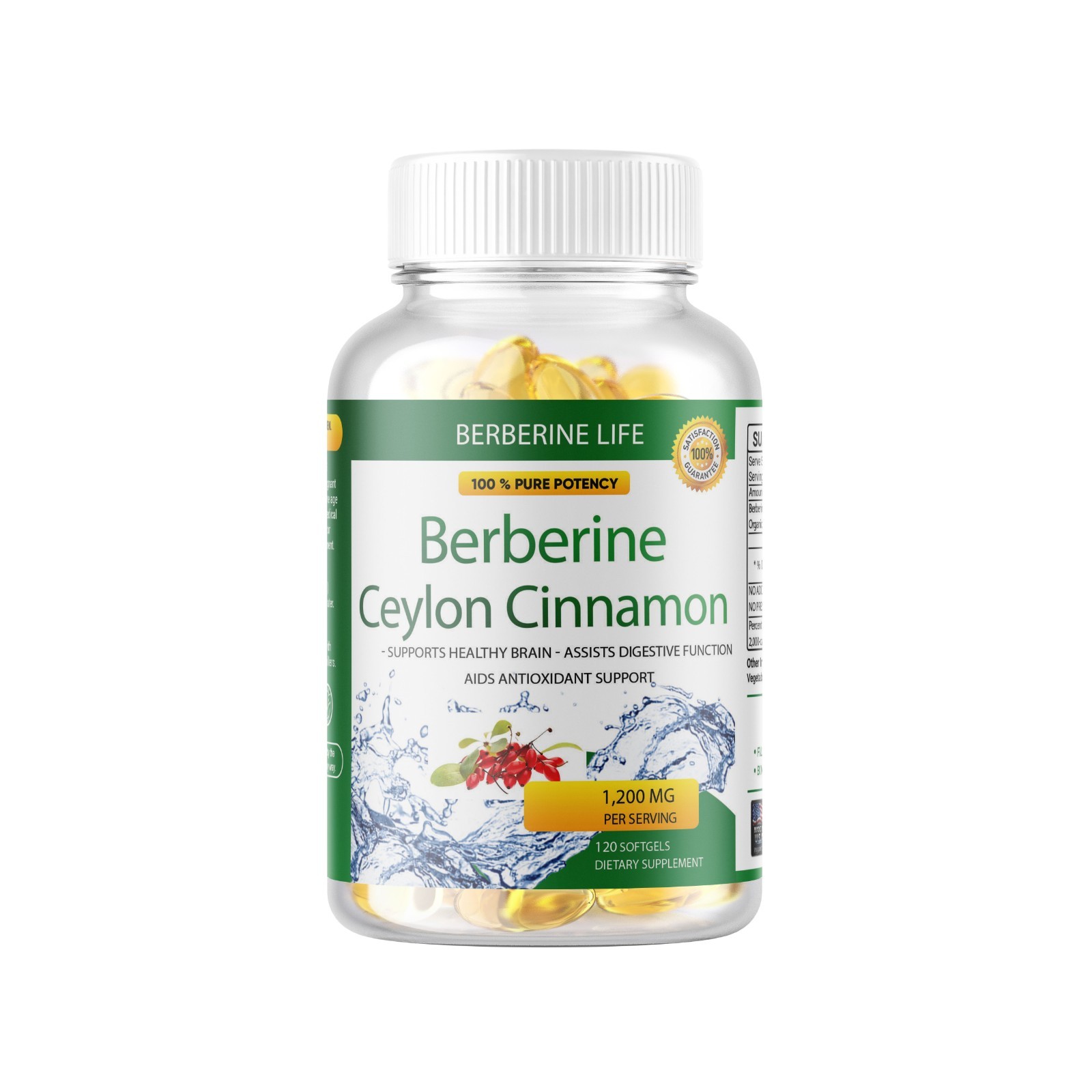 2 Packs Berberine 1200mg High Abosorption 240 Blood Sugar Immune 4 Months Supply