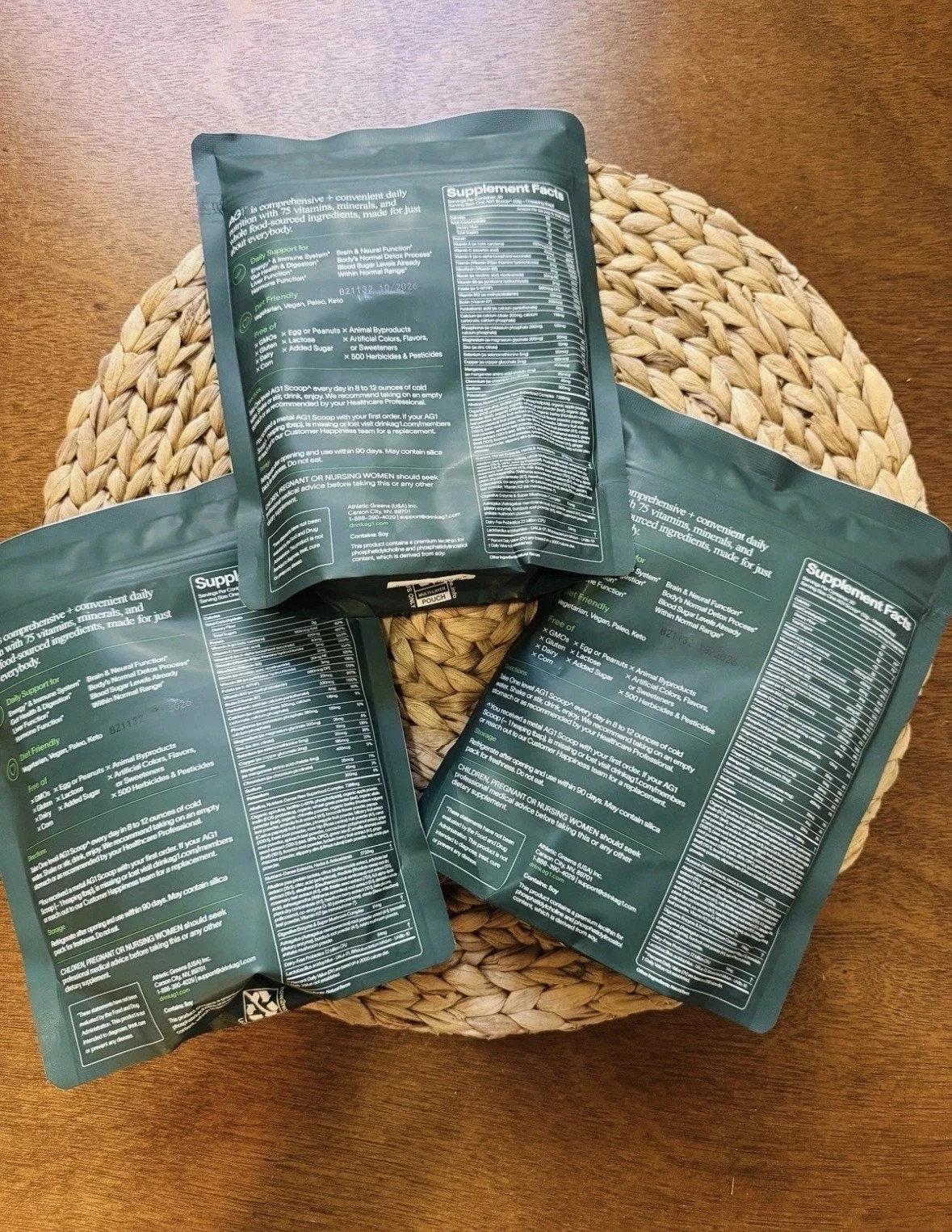 3x Bags AG1 Athletic Greens PowderPouch 12.7oz 360g 30 Day Supply 1/27