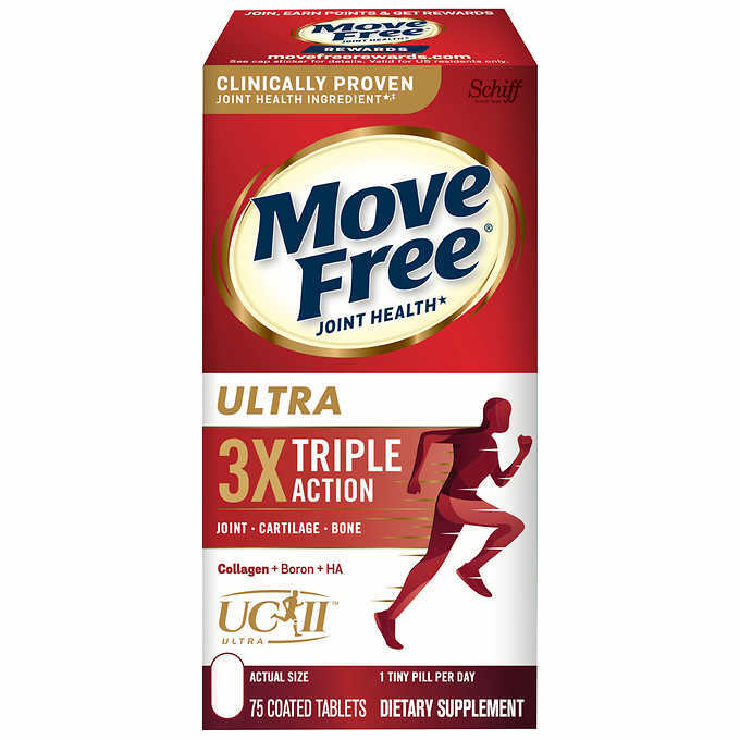 Schiff Move Free Ultra Triple Action Joint 75 Tablets Type II Collagen Exp-5/26+
