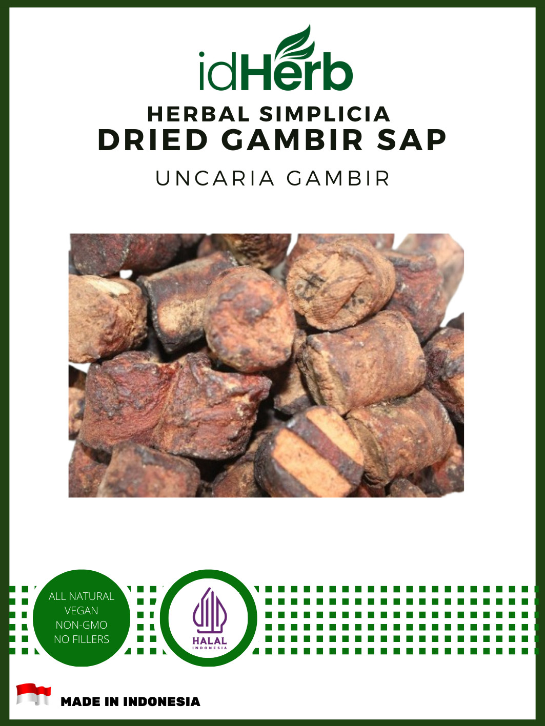 [idHerb] 50-400 Gram Dried Gambir SAP Uncaria Gambir Organic WildCrafted