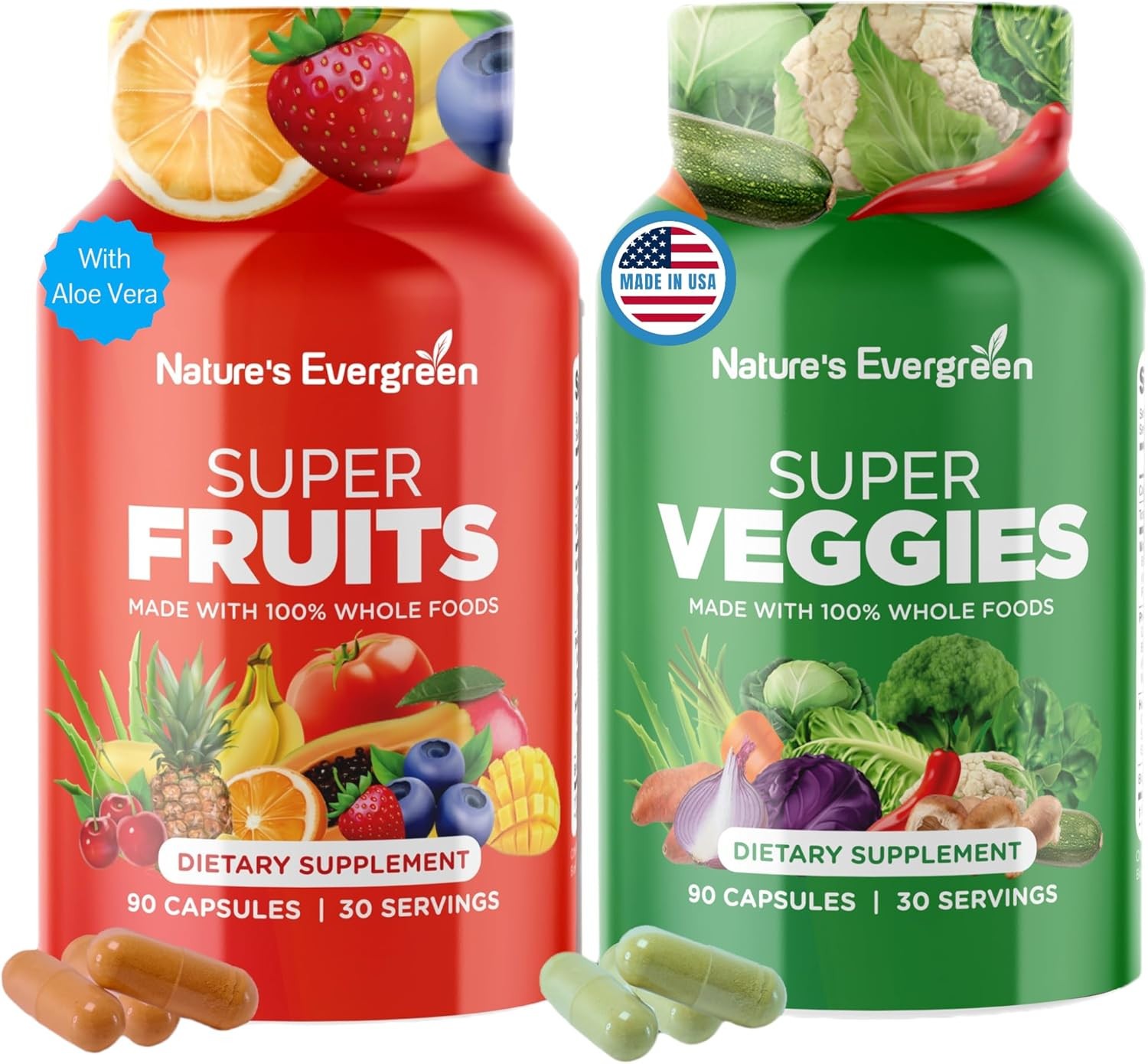 Super Fruits and Veggies Supplement Balance of Daily Nature Vegetables- Set of 2