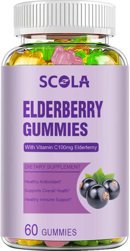 Black Elderberry Gummies Vitamin C Zinc Natural Berry Flavor Immune Boost 100MG