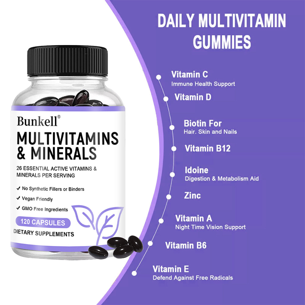 Multivitamins Minerals Capsules Improve Energy Vitality Boost Immunity 120 Pills