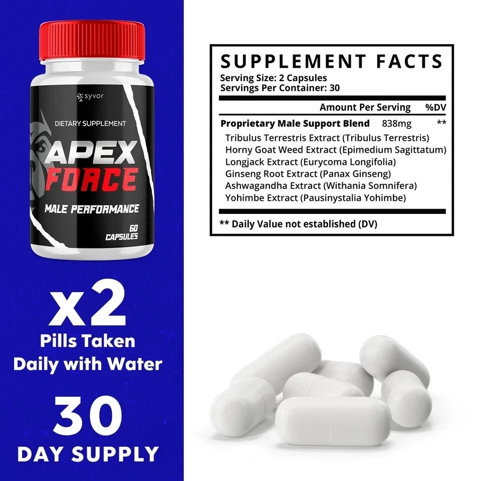 Apex Force Pills for Men Max Strength Apex Force Formula Supplement 300 Capsules
