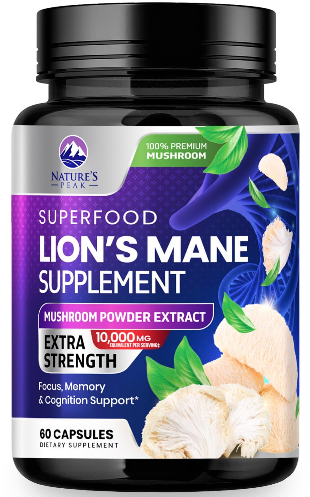 Lions Mane Supplement Mushroom Capsules 10,000mg Lions Mane Mushroom Supplement