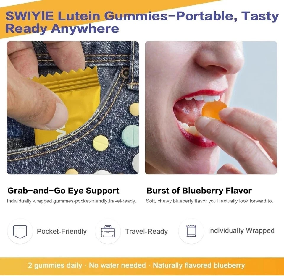 SWIYIE Lutein Gummies – Eye Health Support with Lutein & Zeaxanthin, 60 Gummie