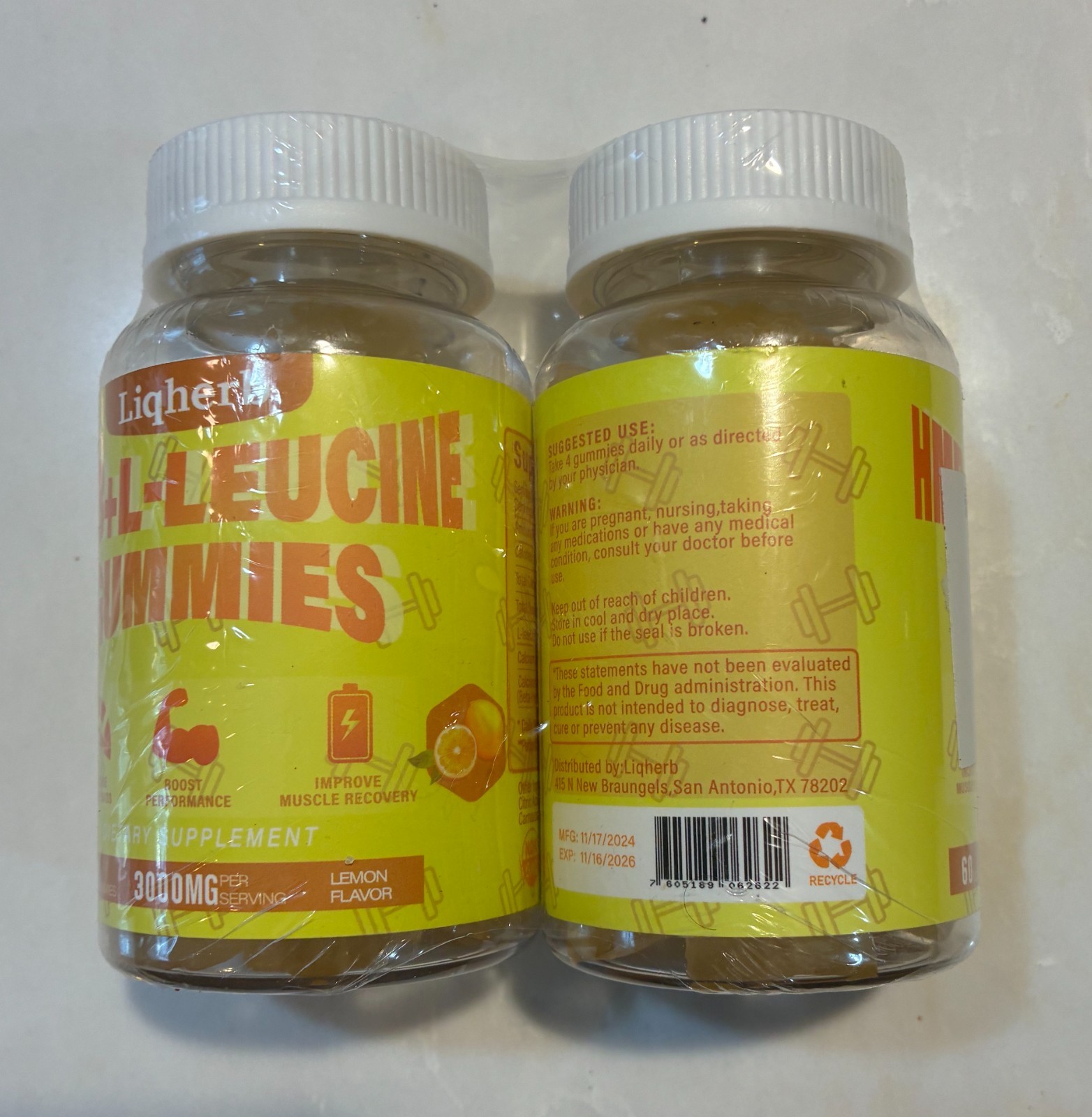 Two Bottles (120) Liqherb Supplements 3000mg HMB L-Leucine Gummies |EXP 11/26|