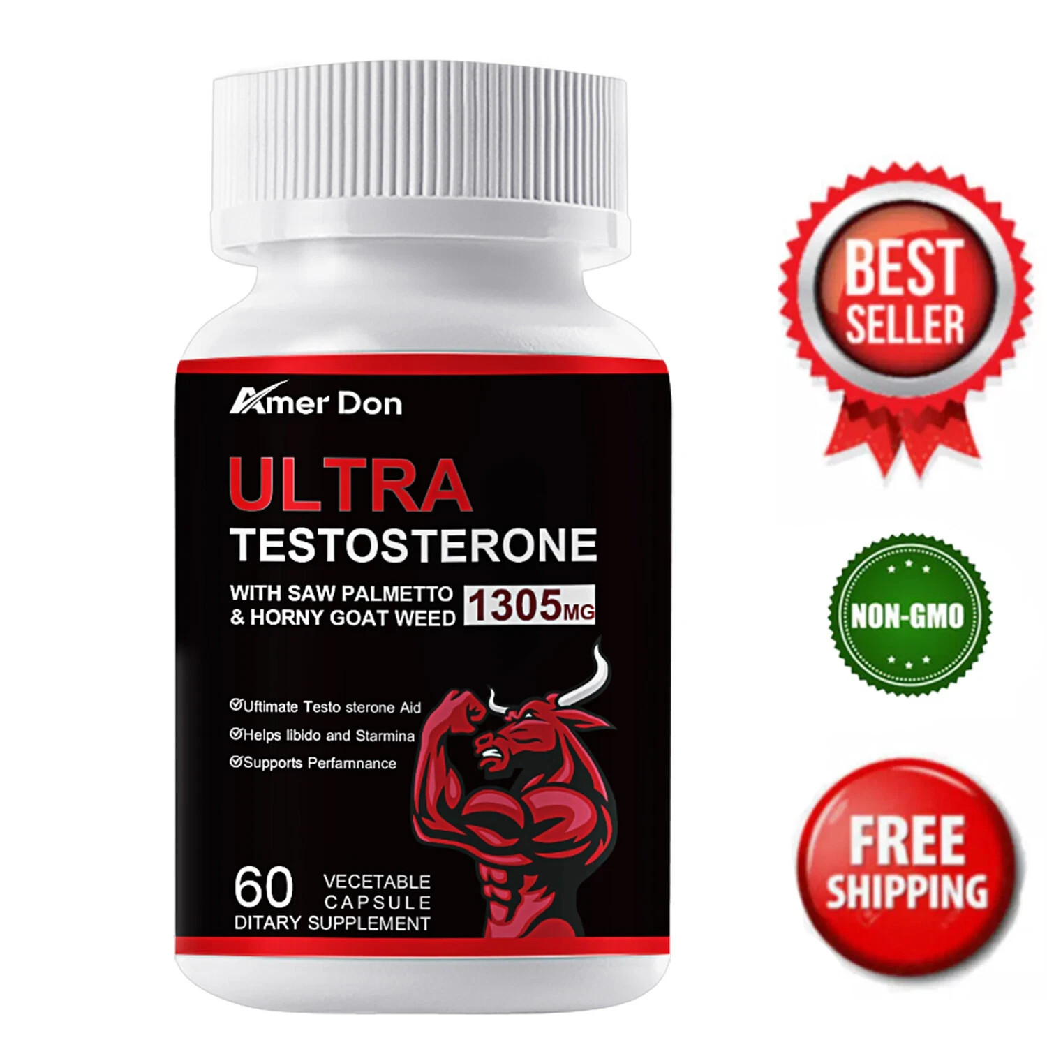 Testosterone Booster Men’s Health Support Capsules 60 Caps Supplement Free Ship