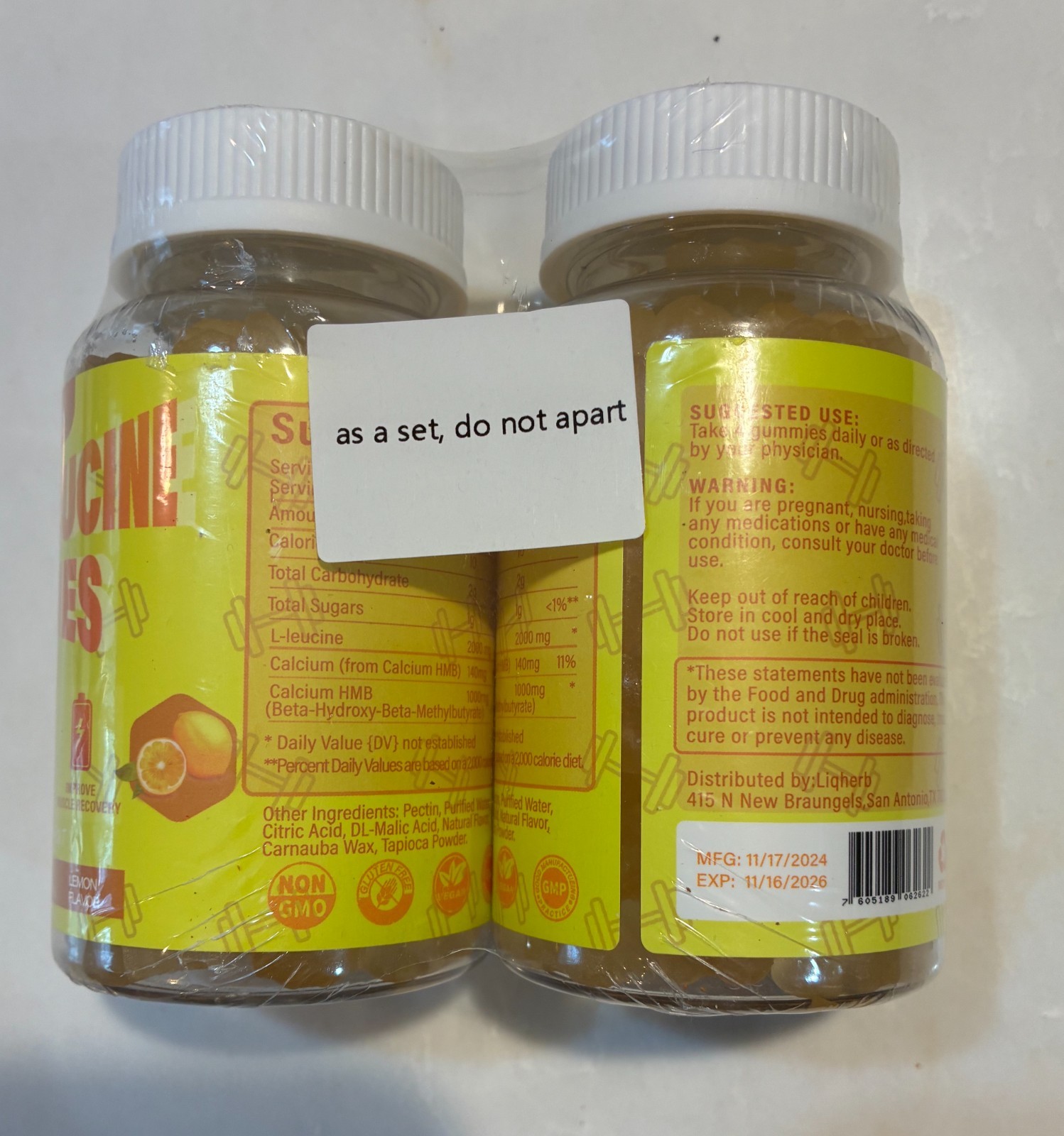 Two Bottles (120) Liqherb Supplements 3000mg HMB L-Leucine Gummies |EXP 11/26|